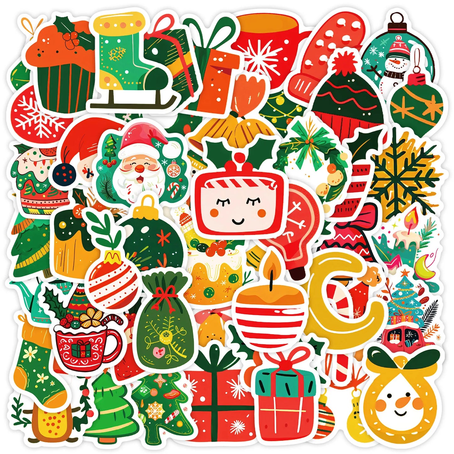 Christmas Cartoon Sticker Santa Claus Waterproof Vinyl Decals Luggage