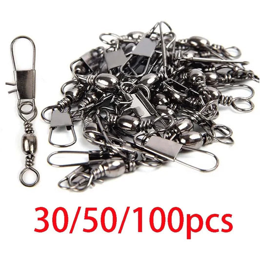 30/50/100pcs Fishing Ball Bearing Carp Tools Boat Hook Goods Accessories Professional Interlock Bait Tool Hooks Tackle Sports Peaceful Pleasures Health and Wellness Size 8-35mm 100pcs