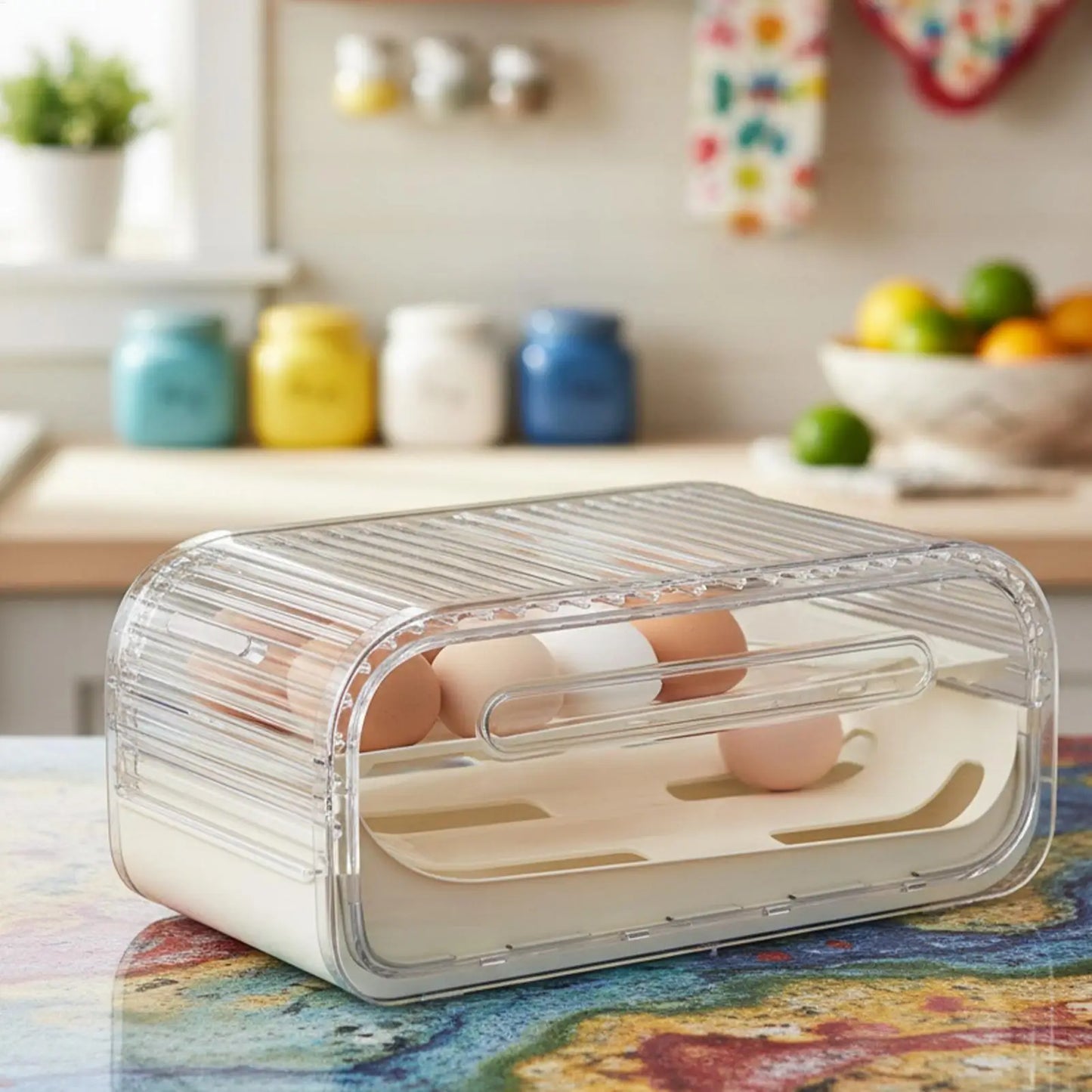Automatic Rolling Egg Holder for Fridge | Large Capacity Dispenser Egg Storage Dispenser Peaceful Pleasures Health and Wellness