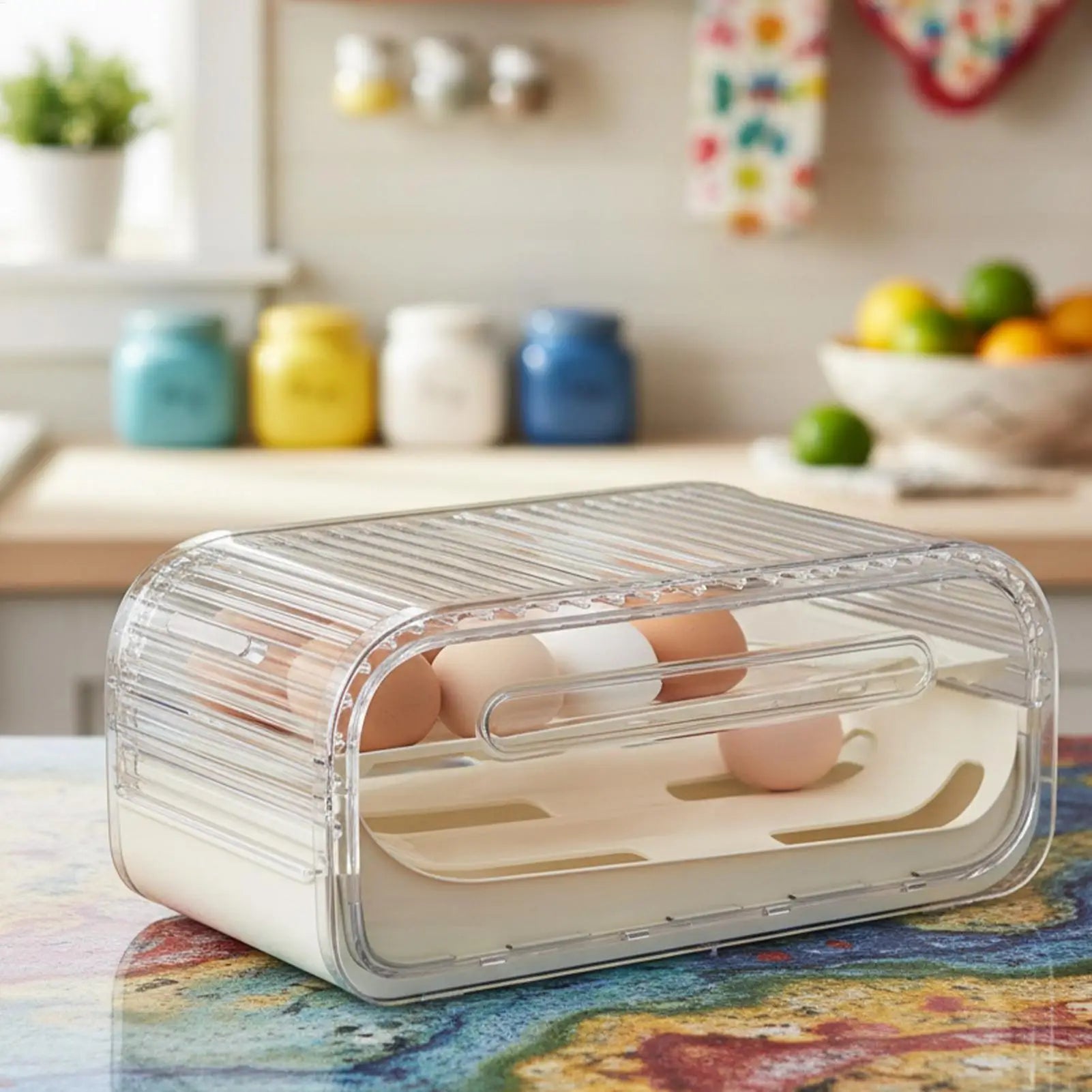 Automatic Rolling Egg Holder for Fridge | Large Capacity Dispenser Egg Storage Dispenser Peaceful Pleasures Health and Wellness