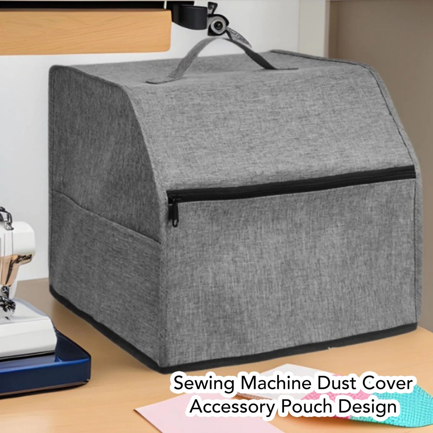 Oxford Cloth Serger Dust Cover with Accessory Pouches
