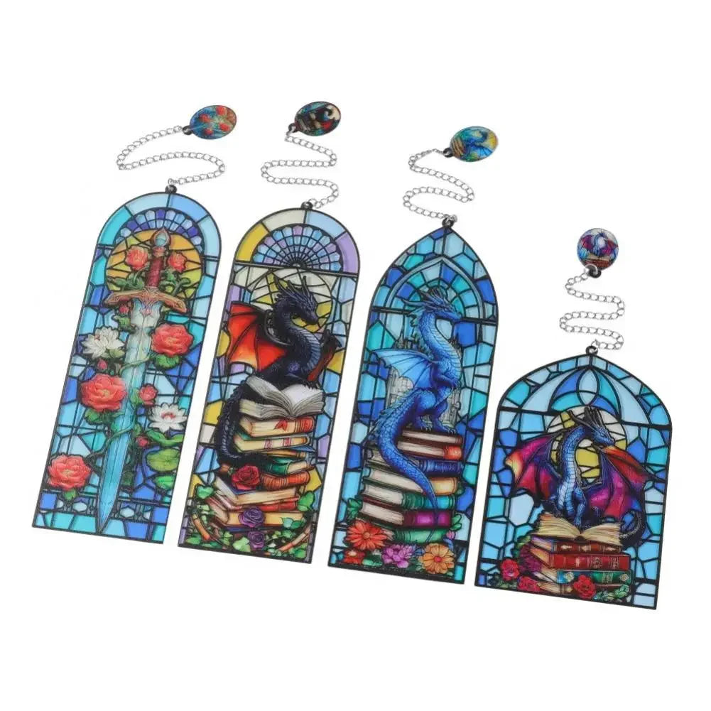Vintage Stained Glass Dragon Bookmark Fourth Wing Fantasy Stationery Book Lover Gifts Reading Book Accessories Peaceful Pleasures Health and Wellness
