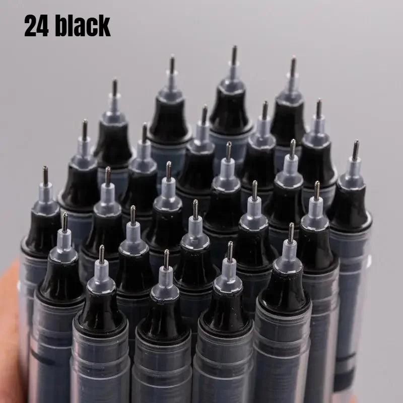 3-24Pcs Straight Liquid Gel Pen Quick-drying, Large-capacity 0.5mm Black Blue Ink for Writing School Office Stationery Supplies Peaceful Pleasures Health and Wellness 24 black pen