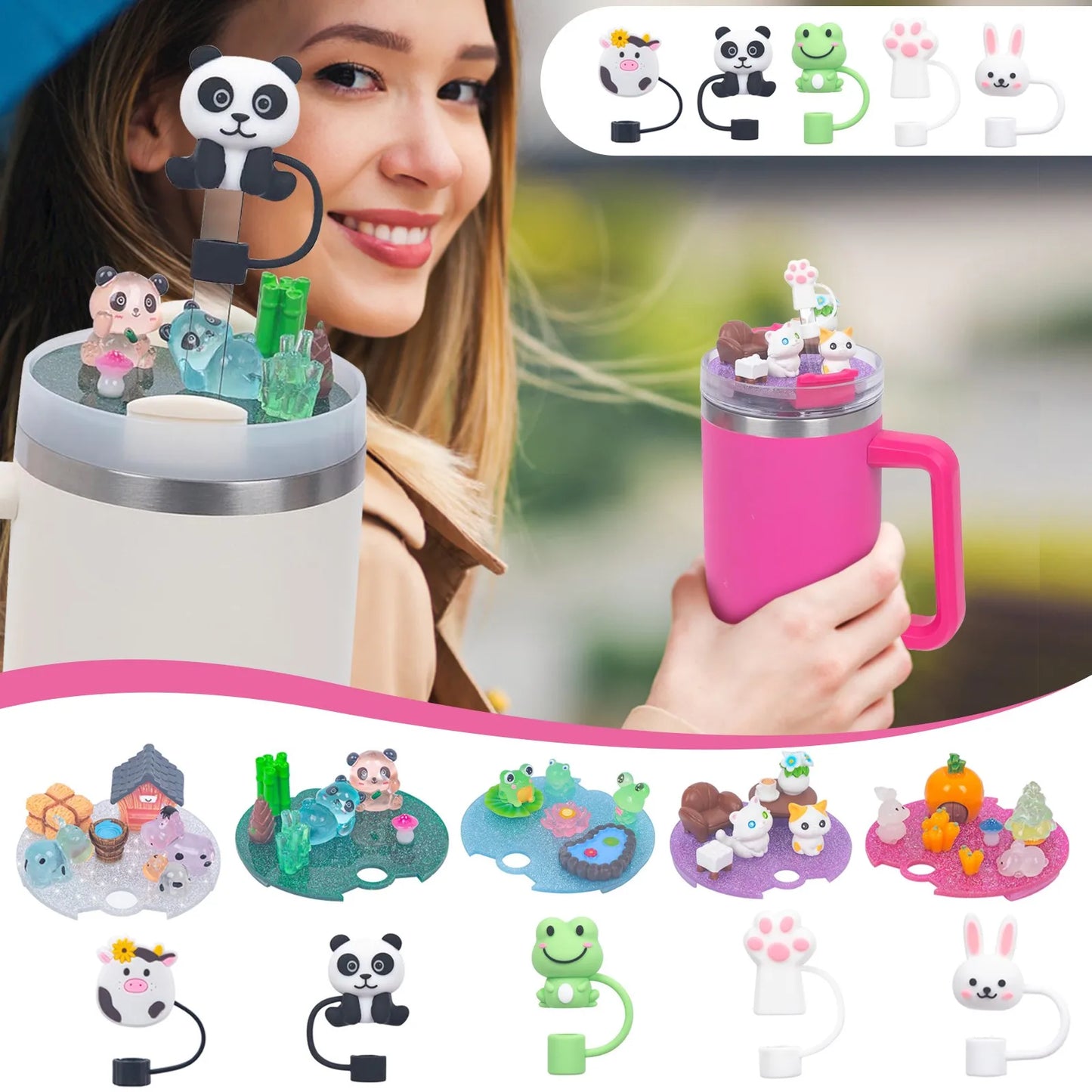 Accessories Charms Set Compatible with Stanley Trumbler 30oz/40oz, Stanley Cup Lid Accessories Charms & Silicone Straw Cover Cap Peaceful Pleasures Health and Wellness