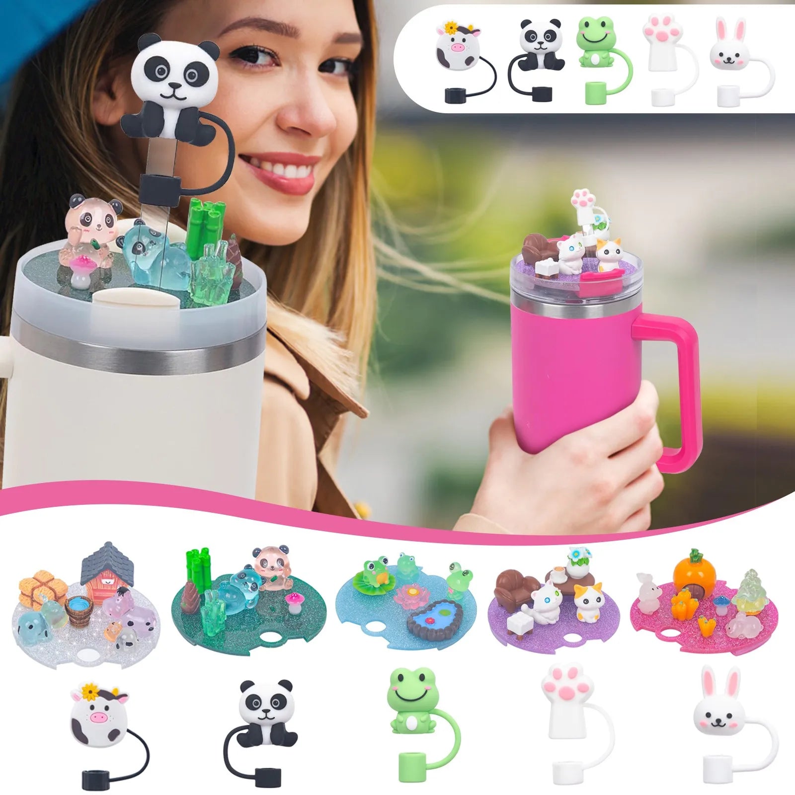 Accessories Charms Set Compatible with Stanley Trumbler 30oz/40oz, Stanley Cup Lid Accessories Charms & Silicone Straw Cover Cap Peaceful Pleasures Health and Wellness
