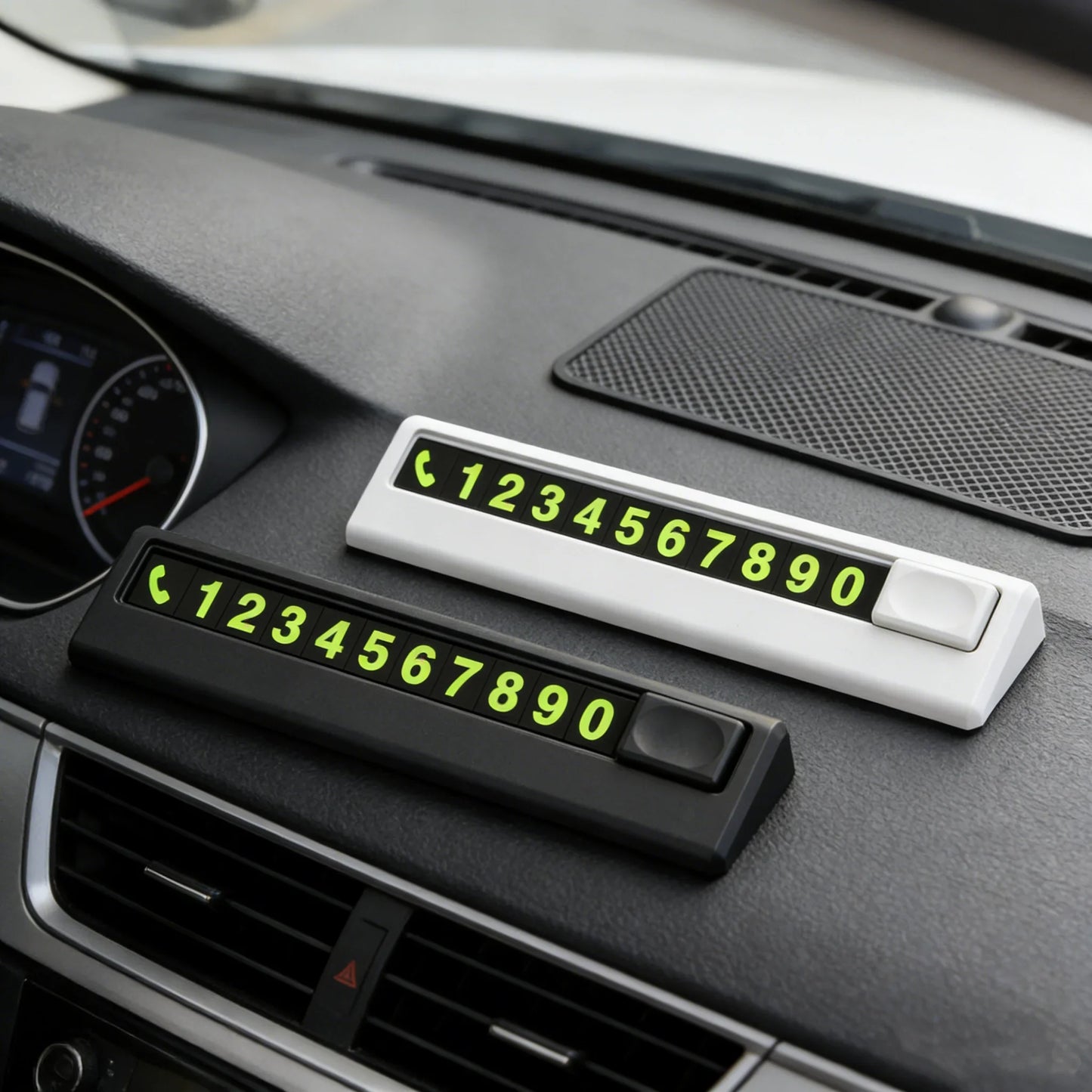 Luminous Temporary Parking Card – Sliding Cover Phone Number Plate