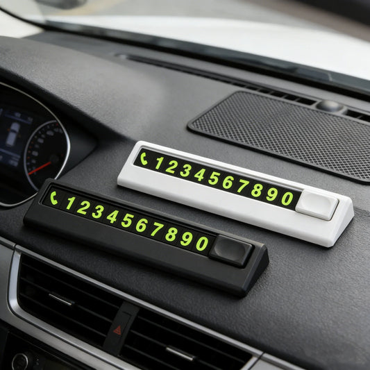 Luminous Temporary Parking Card – Sliding Cover Phone Number Plate Parking Number Card Oasis Select