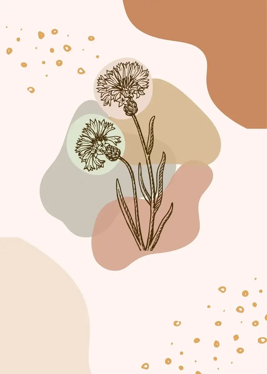 Modern Minimalist Flowers & Grass Canvas Wall Art | Unframed Print