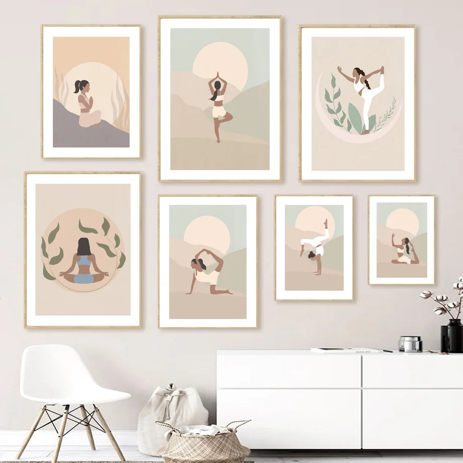 Calming Zen Canvas Painting Nordic Posters Prints Wall Art Pictures For Living Room Home Decor Boho Lotus Yoga Girl Meditation Peaceful Pleasures Health and Wellness