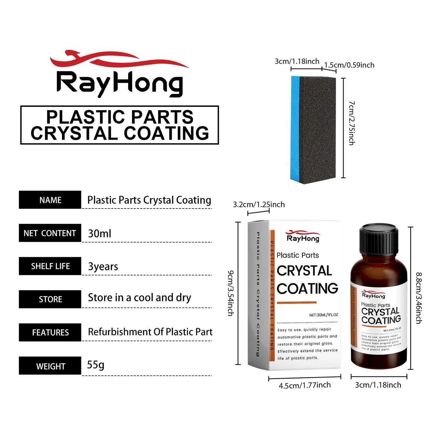 RayHong Crystal Plastic Coating Agent – Car Gloss & Protection