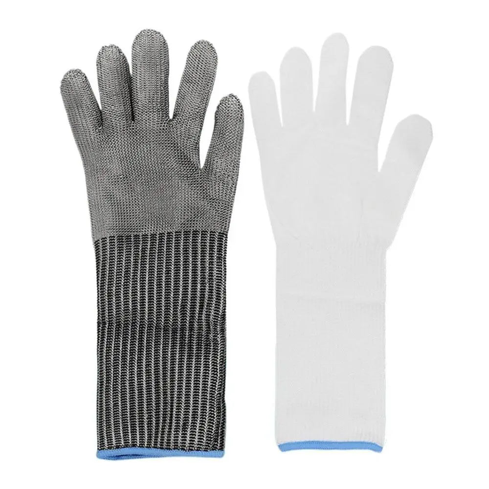Safety Anti-cut Gloves with Arm Protection Durable Extended Gloves Stainless Steel Wire Comfortable Cutting Accessories Peaceful Pleasures Health and Wellness