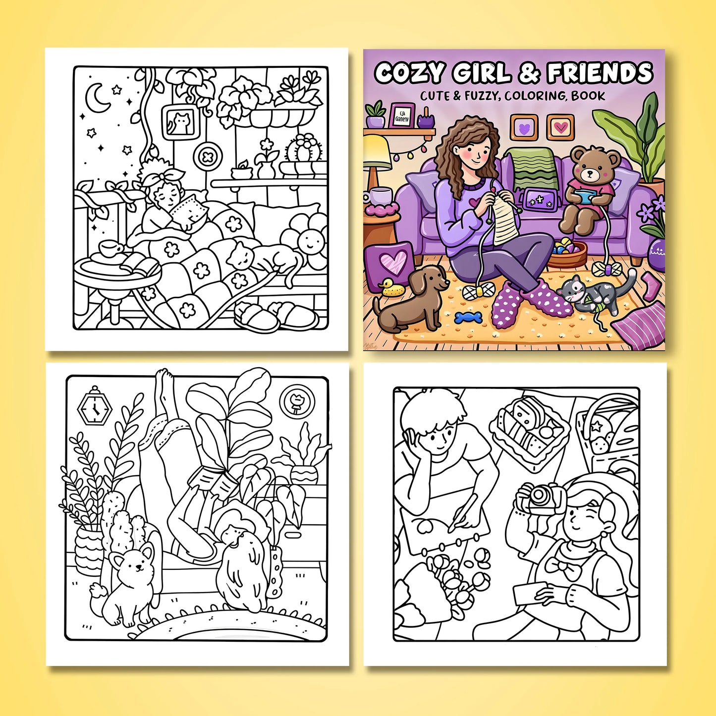 COZY GIRL FRIENDS Bold-easy Patterns Coloring Book Adults Cute