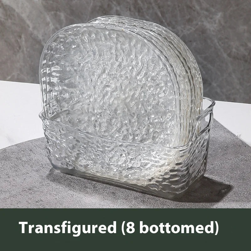 Light luxury plastic household bone spitting dishes, dining tables, garbage bone plates, small dish plates, fruit snacks, dried Peaceful Pleasures Health and Wellness Transparent Set 2