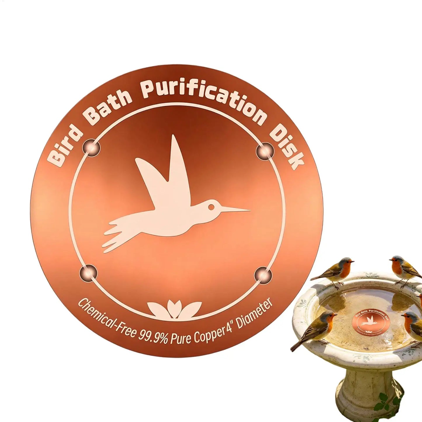 Copper Bird Bath Purification Disk | Garden Water Cleaner