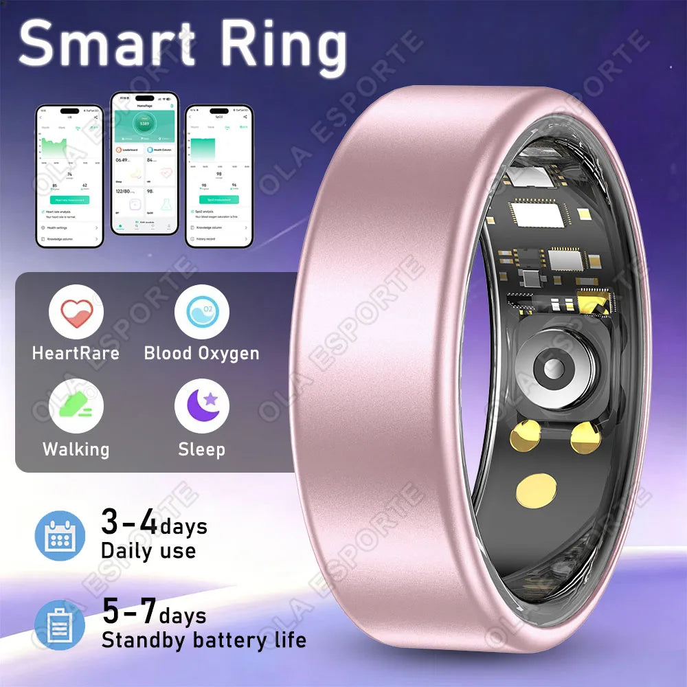 Fashion Smart Ring Heart Rate Blood Pressure Blood Oxygen Monitor Sports Tracking IP68 Waterproof Smartring 7 colors available Peaceful Pleasures Health and Wellness Pink 14
