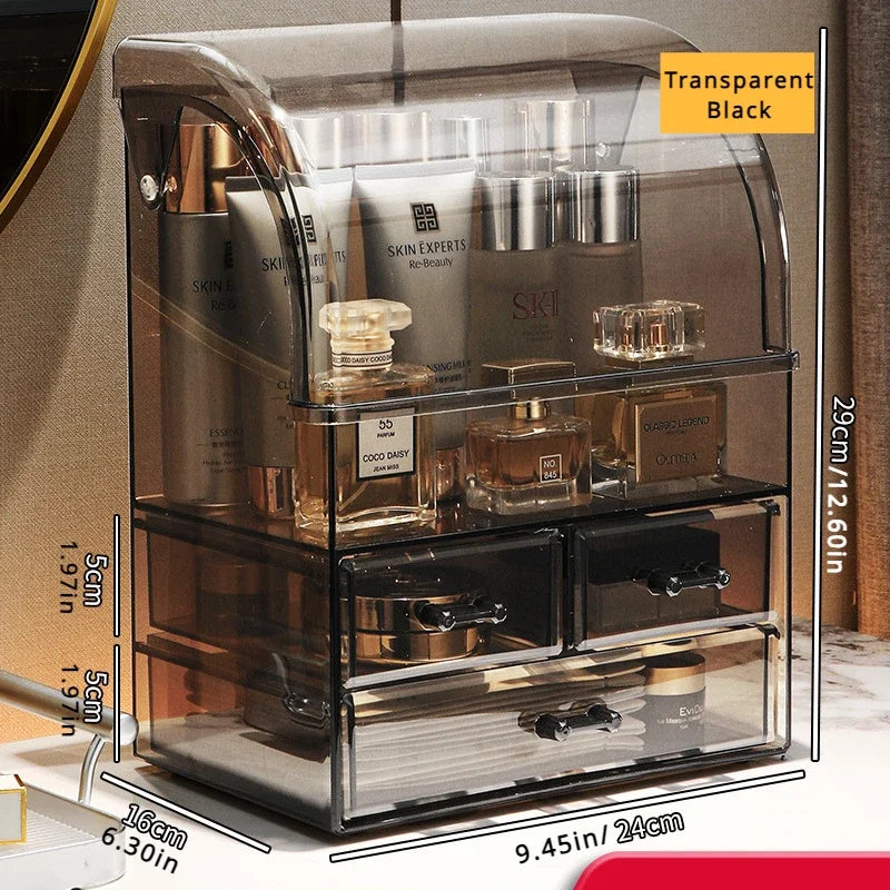 Clear Acrylic Cosmetics Organizer – Large Dustproof Storage Box