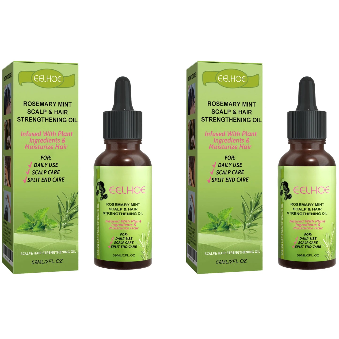 EELHOE Scalp & Hair Strengthening Oil – Repair & Dandruff 59ml Scalp & Hair Oil Peaceful Pleasures Health and Wellness 2 x 59ml Boxed