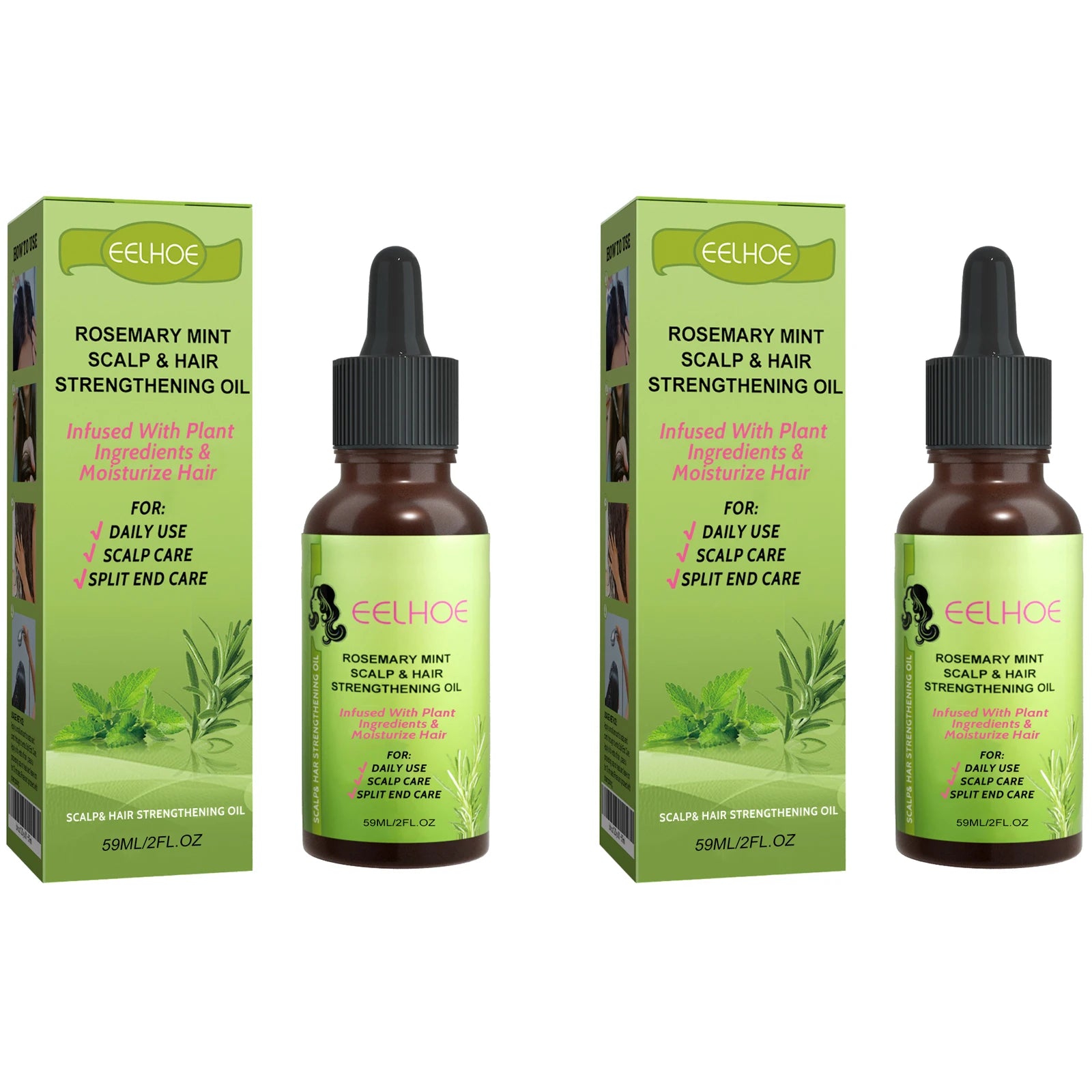 EELHOE Scalp & Hair Strengthening Oil – Repair & Dandruff 59ml Scalp & Hair Oil Peaceful Pleasures Health and Wellness 2 x 59ml Boxed