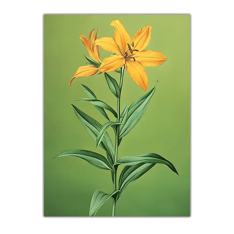 Botanical Yellow Flower Canvas Wall Art | Nordic Floral Print Floral Canvas Print Peaceful Pleasures Health and Wellness 04 20x25cm No Frame China Mainland
