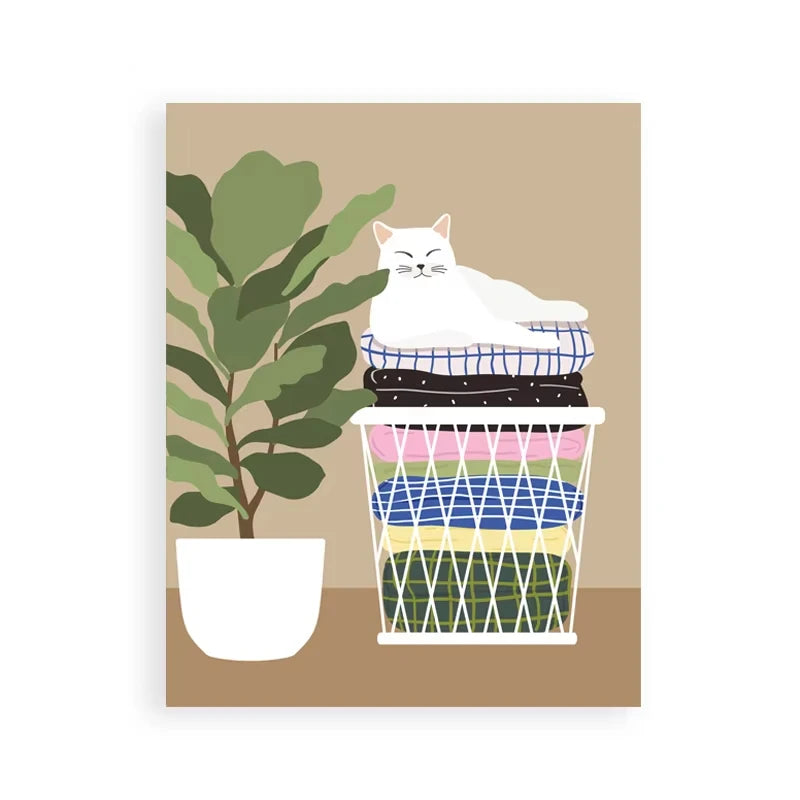 Laundry Room Floral Canvas Wall Art Print | Pastel Poster Canvas Wall Print Peaceful Pleasures Health and Wellness 5 40x50cm