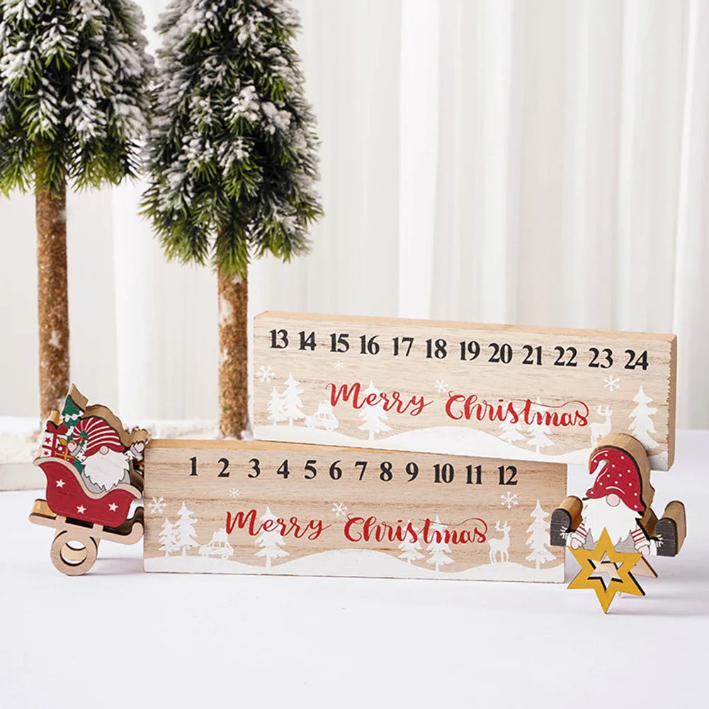 Fun Calendar Wooden Santa Countdown To Xmas Calendar Reusable Sturdy Festive Advents Calendar Desk Decoration Festive Home Decor Peaceful Pleasures Health and Wellness