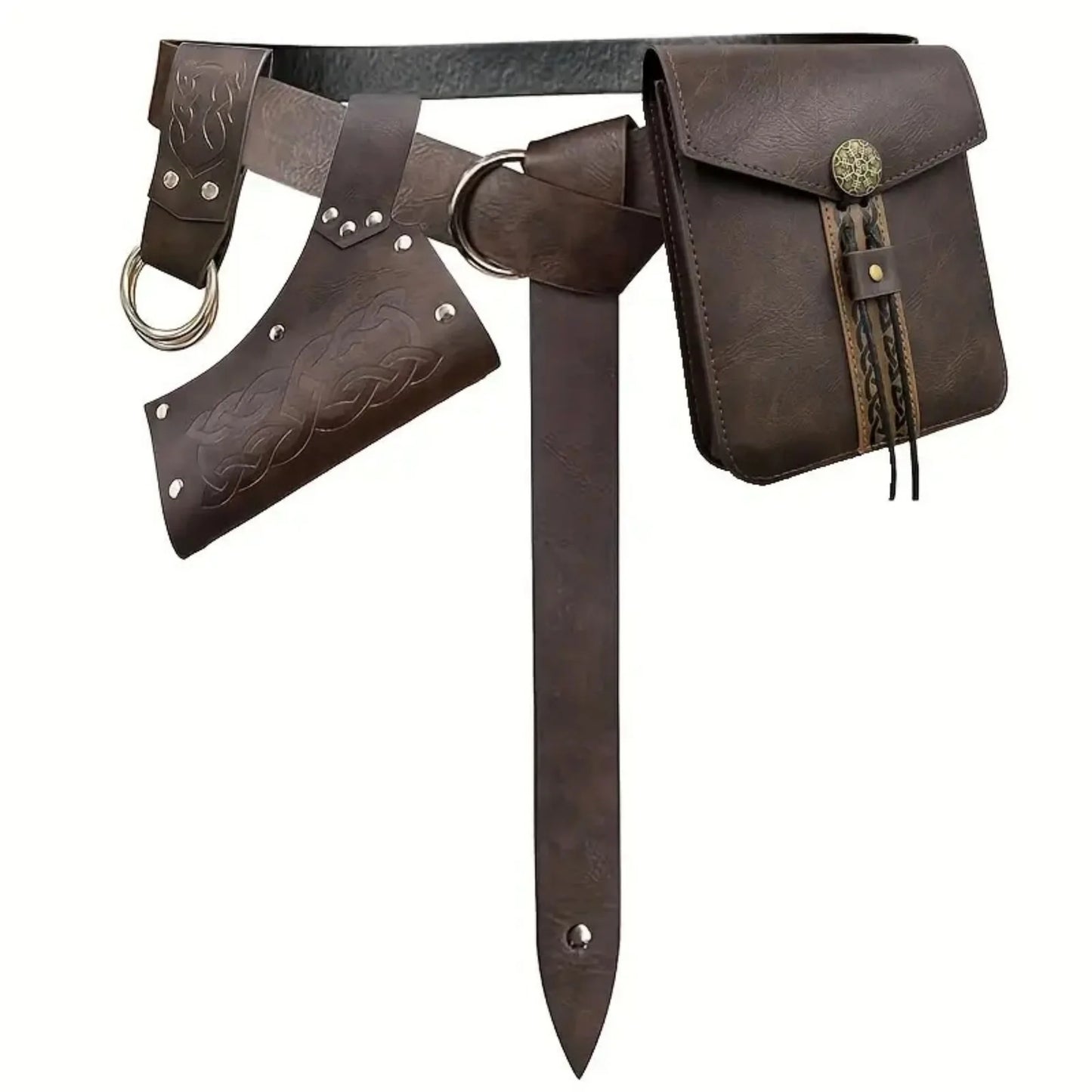 Medieval Renaissance Faux Leather Waist Bag Circular Waistband