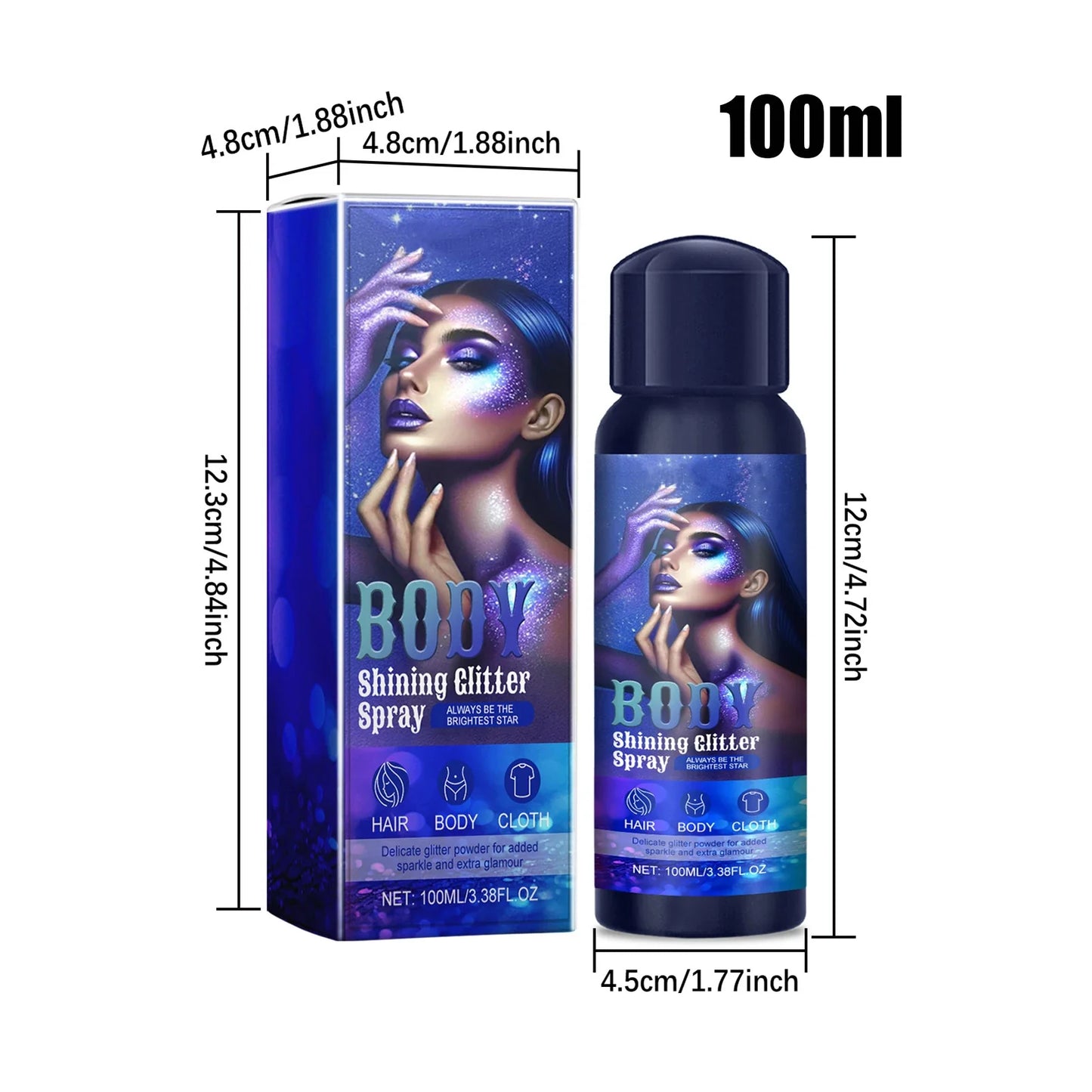 Disaar Glitter Spray for Hair & Body – Washable Shimmer