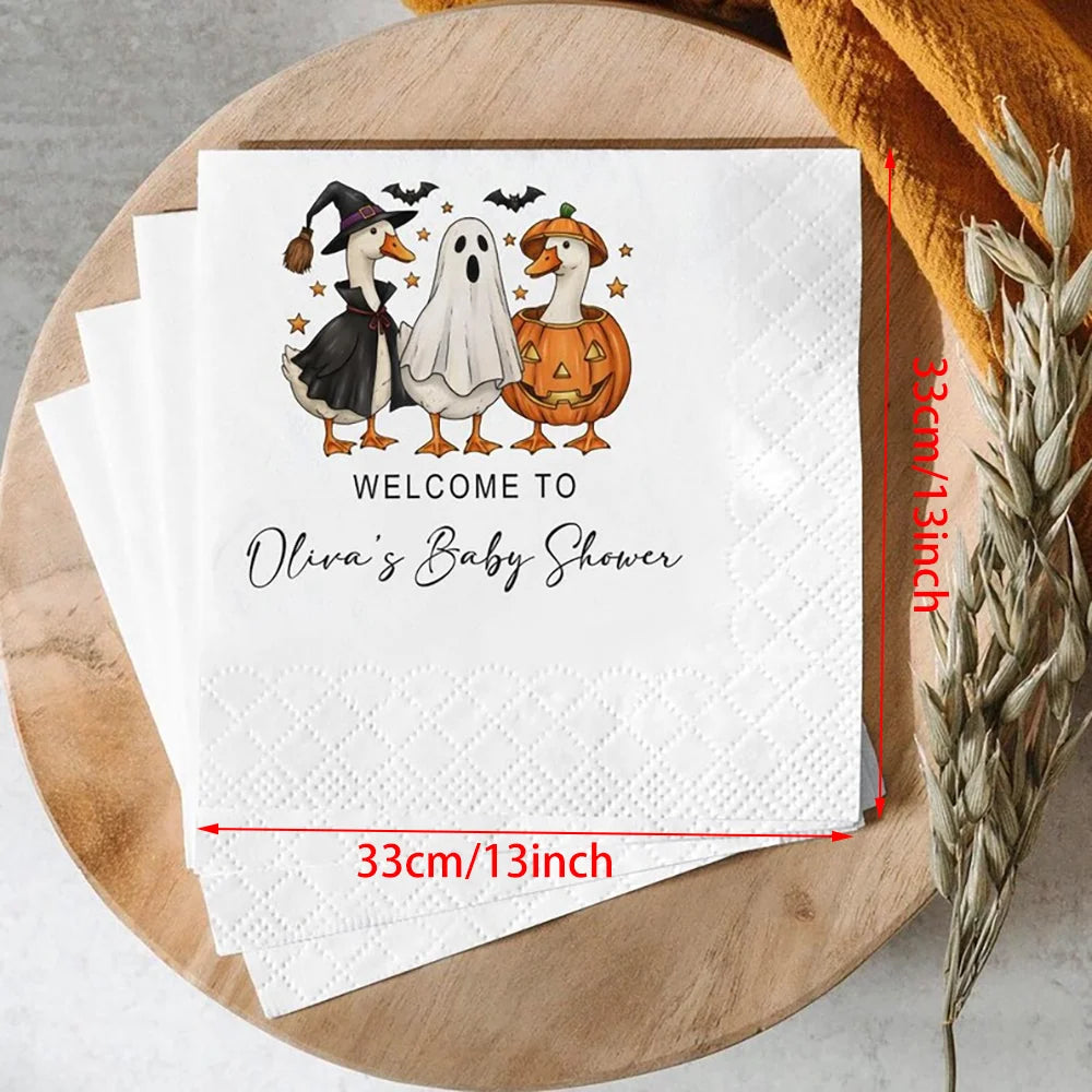 Halloween Baby Shower Napkins – Spooky Duck 40-Pack Custom