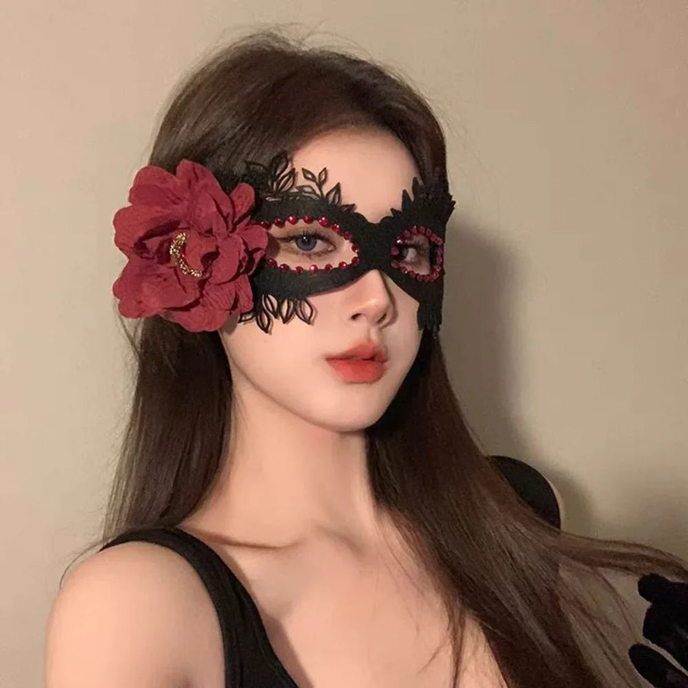 Retro Lace Half Face Mask | Gothic Masquerade Costume Prop