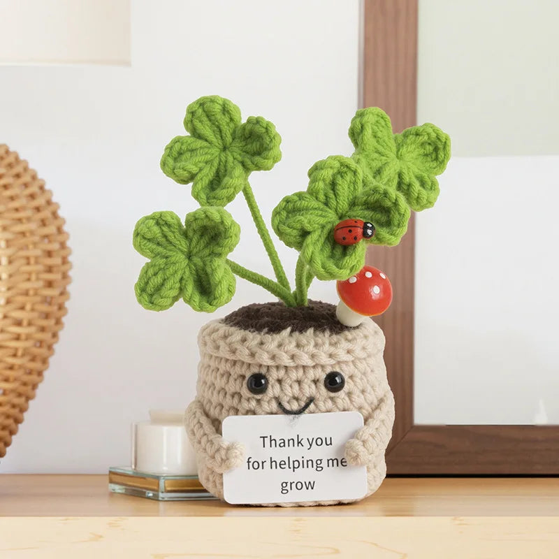 Emotional Support Crochet Flower Pot | Handmade Knitted Gift