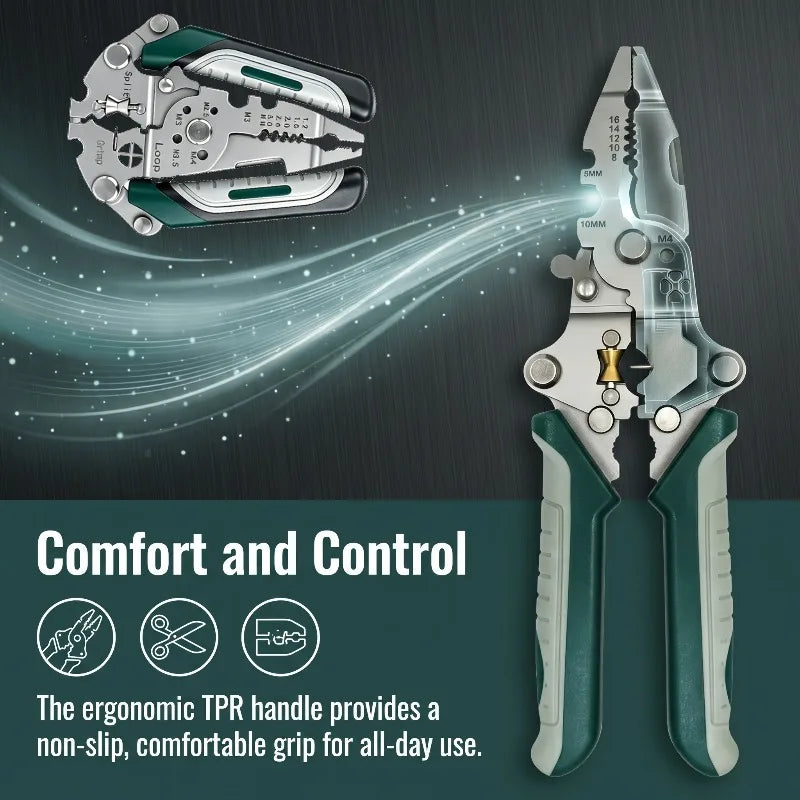 Foldable Multifunctional Wire Stripper & Crimping Pliers