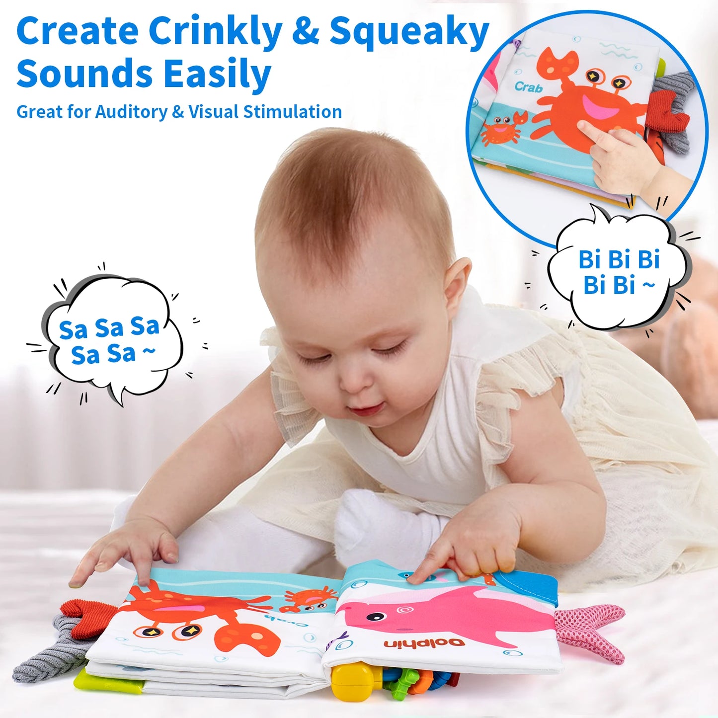Soft Baby Cloth Book 3D Animal Tail Newborn Montessori Education Toy