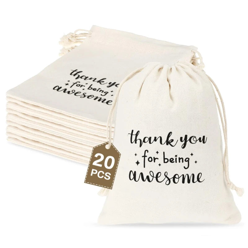 20 Thank You for Being Awesome Drawstring Gift Bags | Bulk Set Drawstring Gift Bags Peaceful Pleasures Health and Wellness gift bag 13x18cm 20pcs