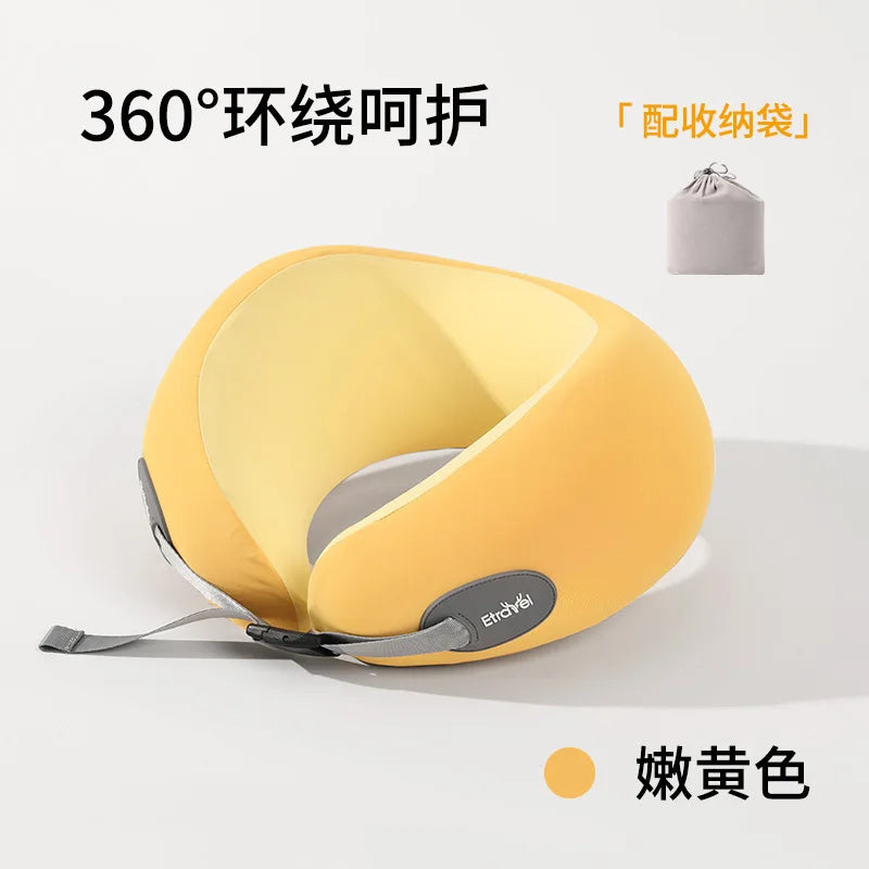 Memory Foam U-Shaped Travel Neck Pillow – Foldable & Compact Travel Neck Pillow Peaceful Pleasures Health and Wellness Orange