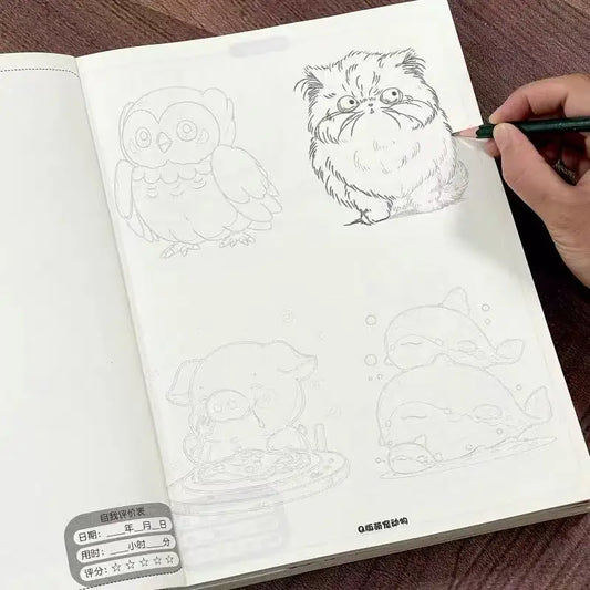 Cute Animals Manga Tracing Drawing Book 48 Pages Beginner-friendly Peaceful Pleasures Health and Wellness