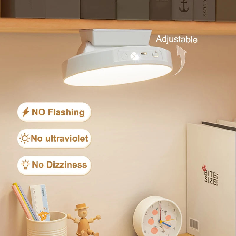 Adjustable Magnetic Reading Lamp 3 Color Temperature Adjustable Brightness Bedroom Table Lamp Round Punch Free Peaceful Pleasures Health and Wellness