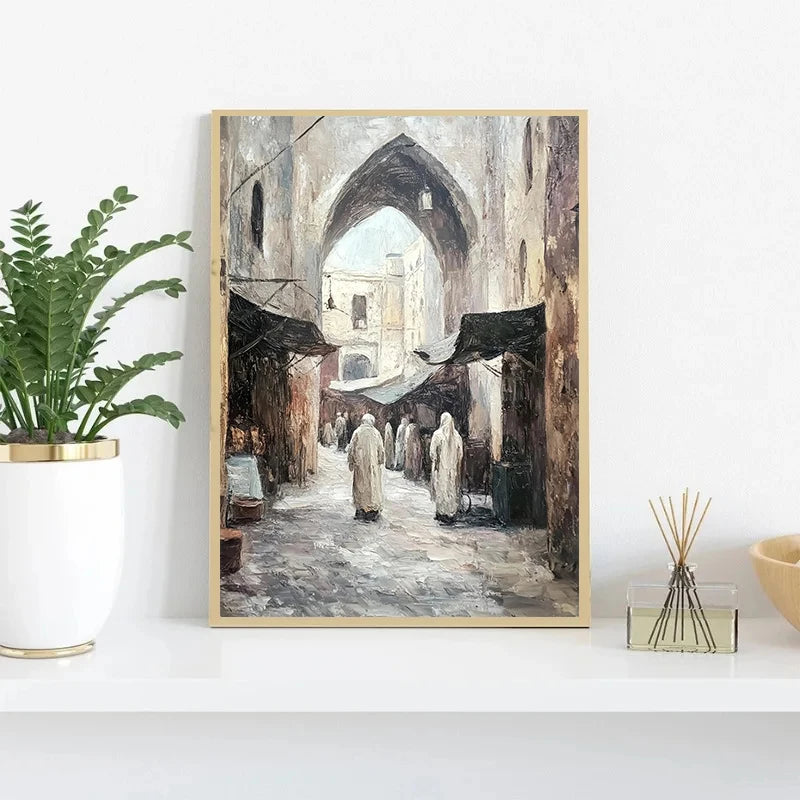 Islamic Mosque Archway Canvas Poster | Minimalist Beige Wall Art Canvas Wall Art Peaceful Pleasures Health and Wellness