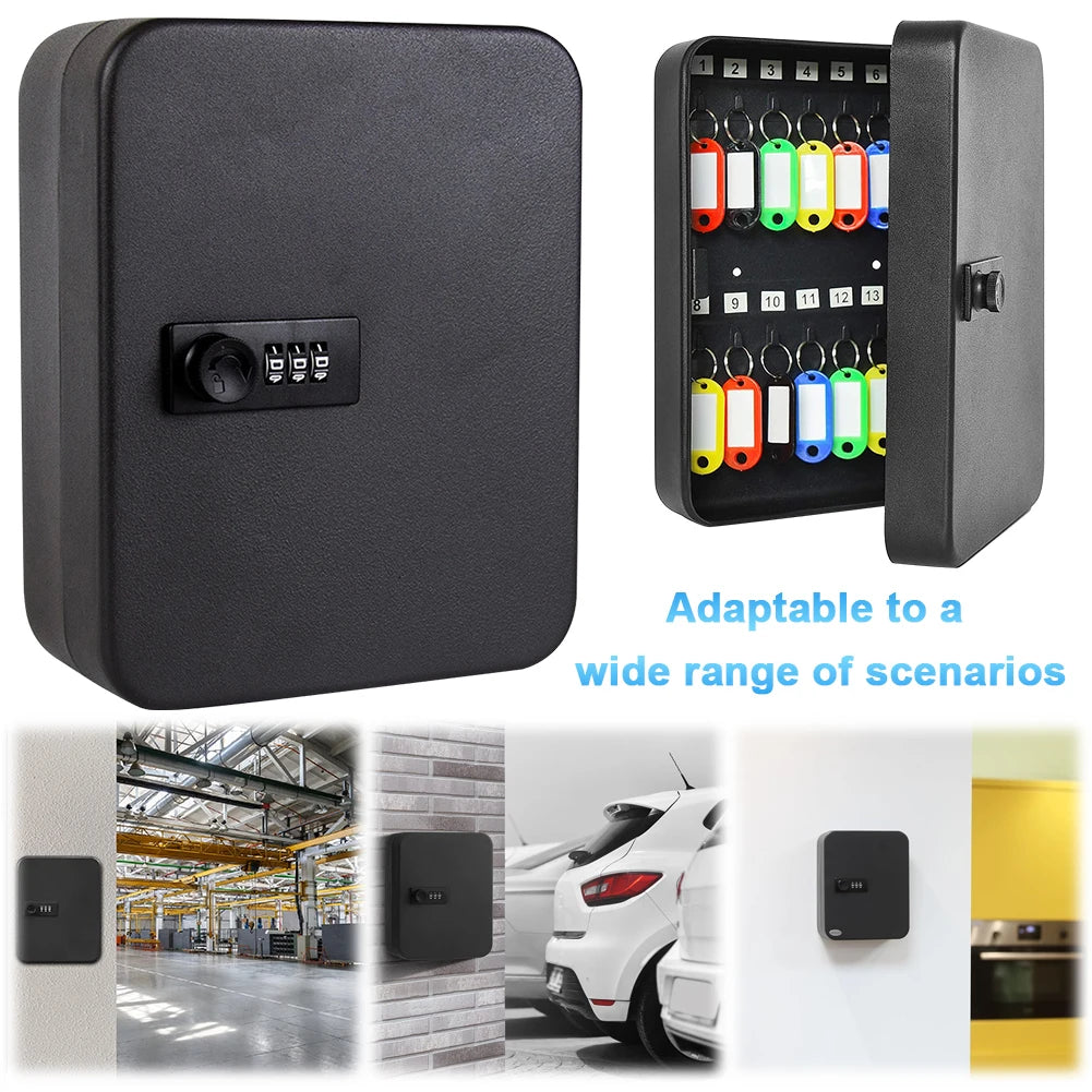 Wall Mount Key Cabinet – 20 Hook Combination Lock Box