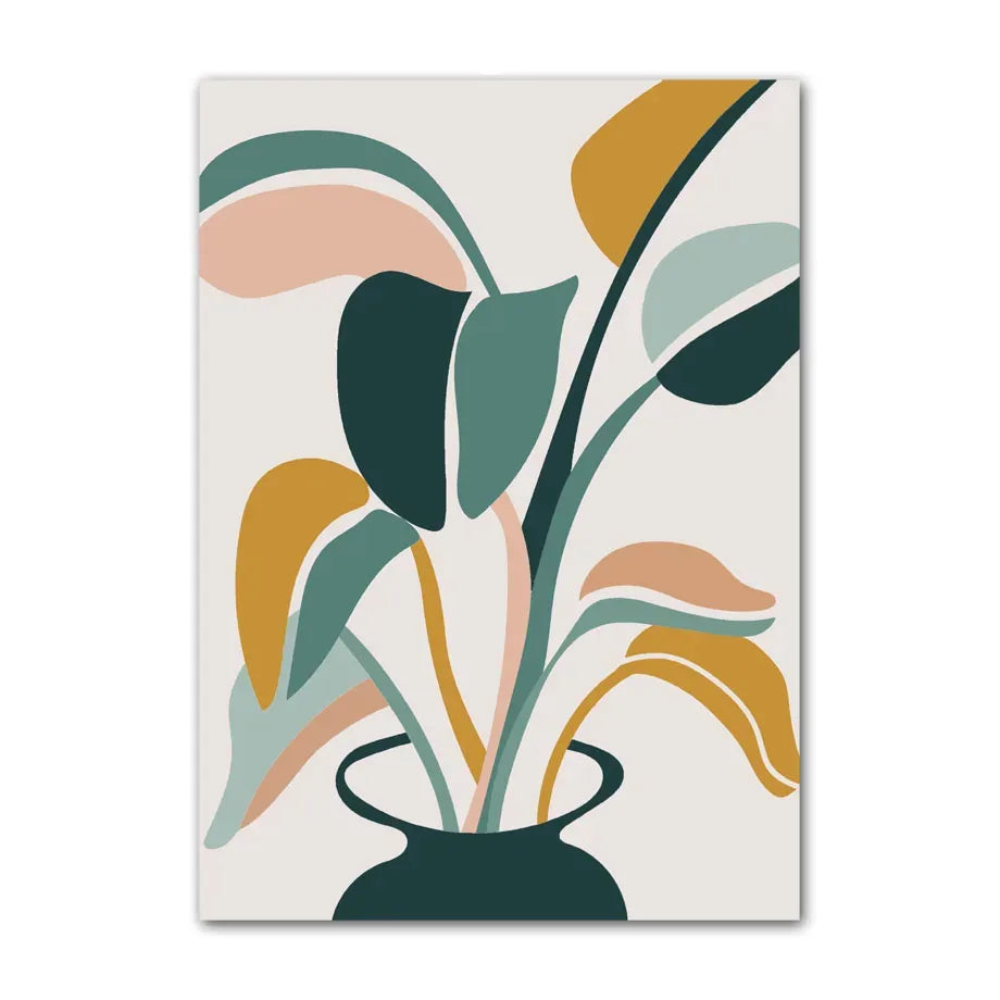 Boho Nature Canvas Wall Art | Abstract Botanical Print
