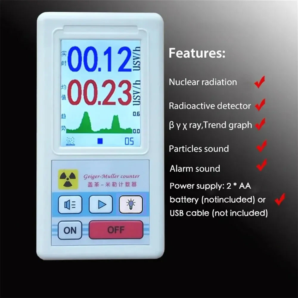 BR-6 Geiger Counter Nuclear Radiation Detector Personal Dosimeter X-ray Beta Gamma Detector LCD Radioactive Tester Marble Tool Peaceful Pleasures Health and Wellness BR-6