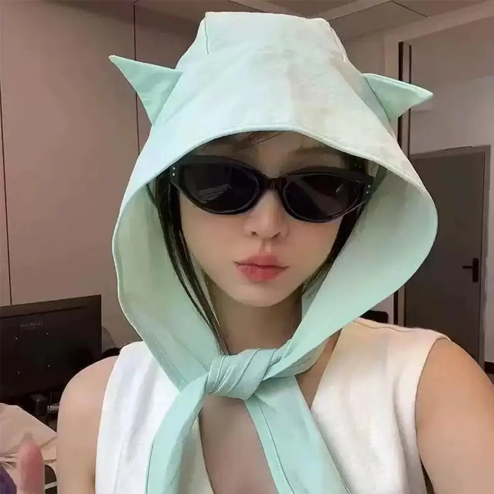 Cat Ear Hooded Sun Hat | Quick-Dry Outdoor Cap with Chin Strap