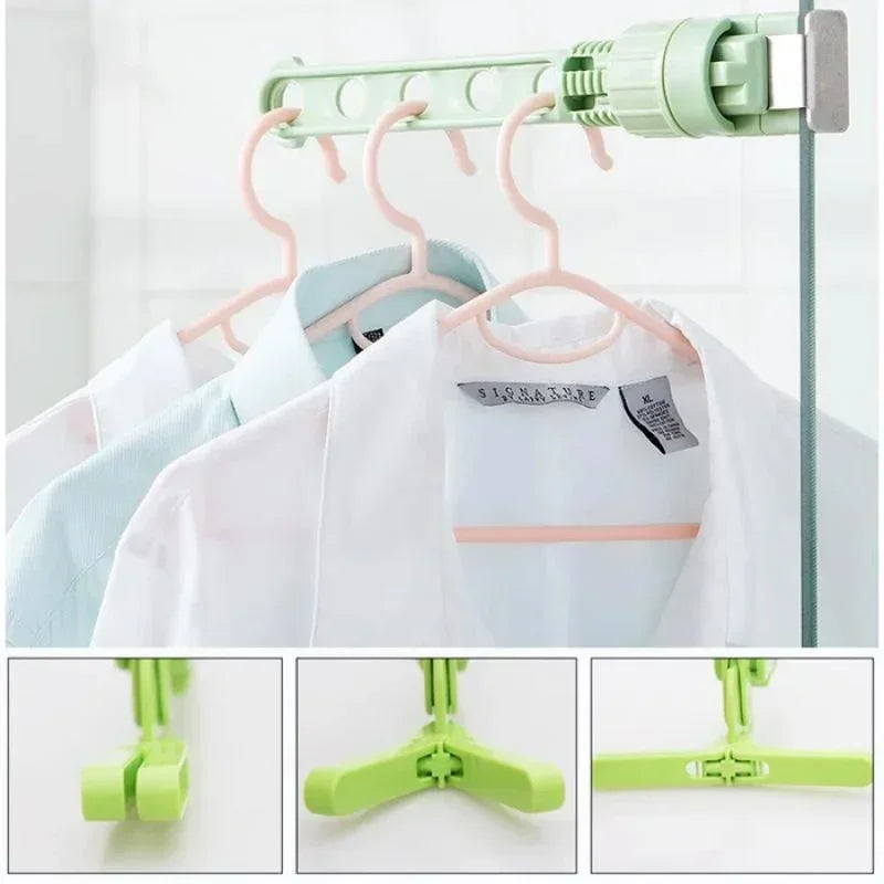 Folding Wall Mount Clothes Hanger – 5-Hook Punch-Free Drying Rack