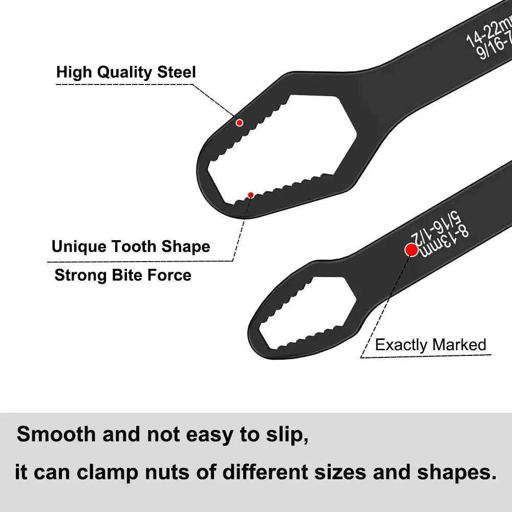 8-22mm 3-17mm Double End Universal Wrench Multifunctional , Self-Tightening Wrench Repair Tools Double Ended Wrench wrench set Peaceful Pleasures Health and Wellness
