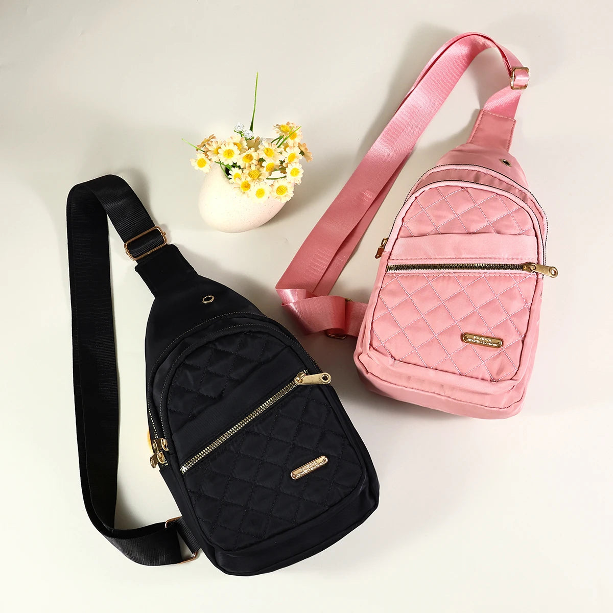 Adjustable Quilted Sling Backpack Outdoor Travel Bag For Men Women Casual Crossbody Small Sling Backpack Sling Bags Peaceful Pleasures Health and Wellness