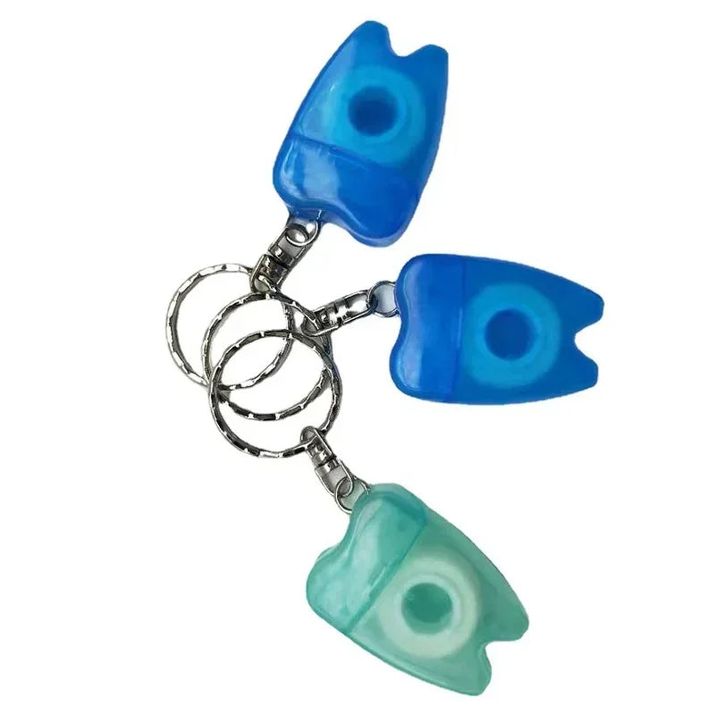 Portable Tooth Care Accessory for Oral Hygiene, 1PC 15m Nylon Wire Dental Floss, Plastic Keychain Shaped Toothpick for Teeth Cle Peaceful Pleasures Health and Wellness
