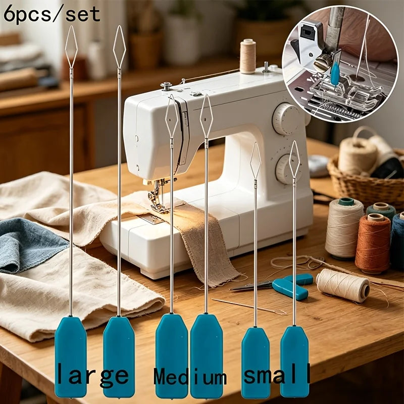 2/4/6Pcs Needle Threader Blue Plastic Handle Sewing Machine Needle Threader Household Industrial Sewing Tool Quick Threading Aid Peaceful Pleasures Health and Wellness