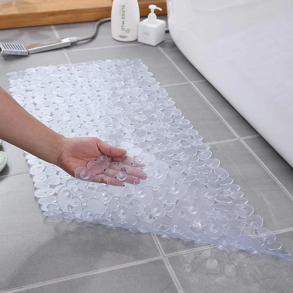 Non-Slip Pebble Bath Mat | Suction Cups & Drain Holes