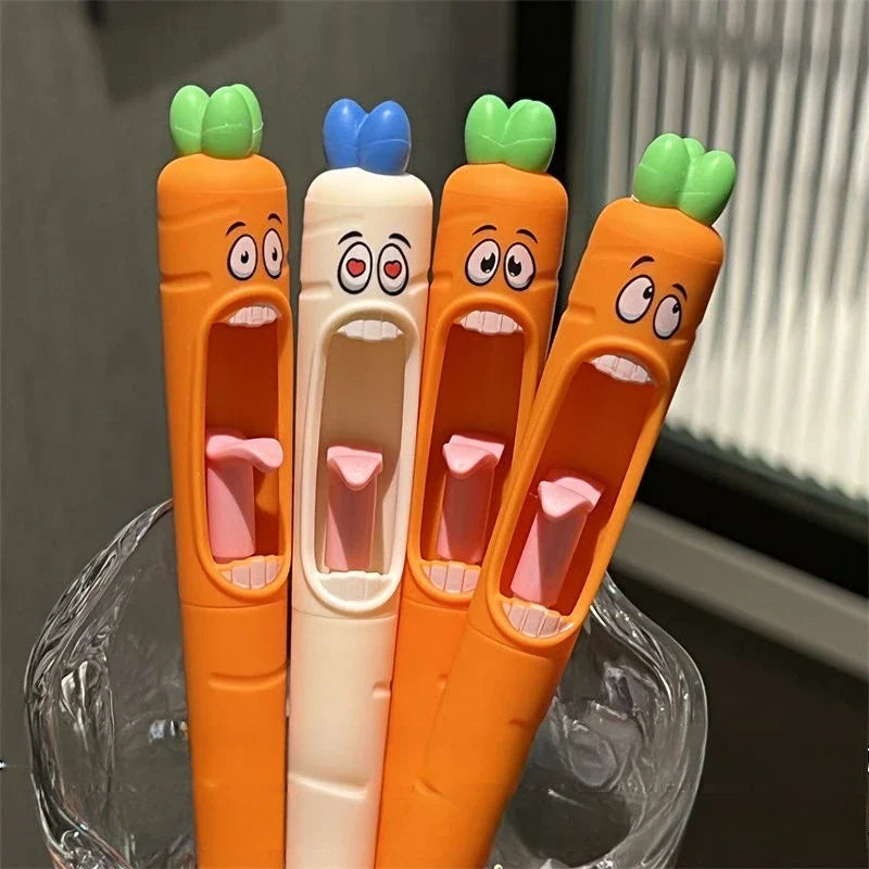 4-Pack Kawaii Carrot Gel Pens 0.5mm | Cute Press-Click Set