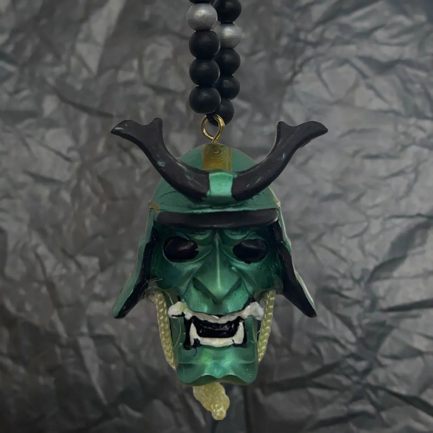 Samurai-Kabuto Helmet Hannya Japanese Oni Car Rear View Mirror Charm Japanese Ghosts Hanging Ornament Personalized Pendant Peaceful Pleasures Health and Wellness G