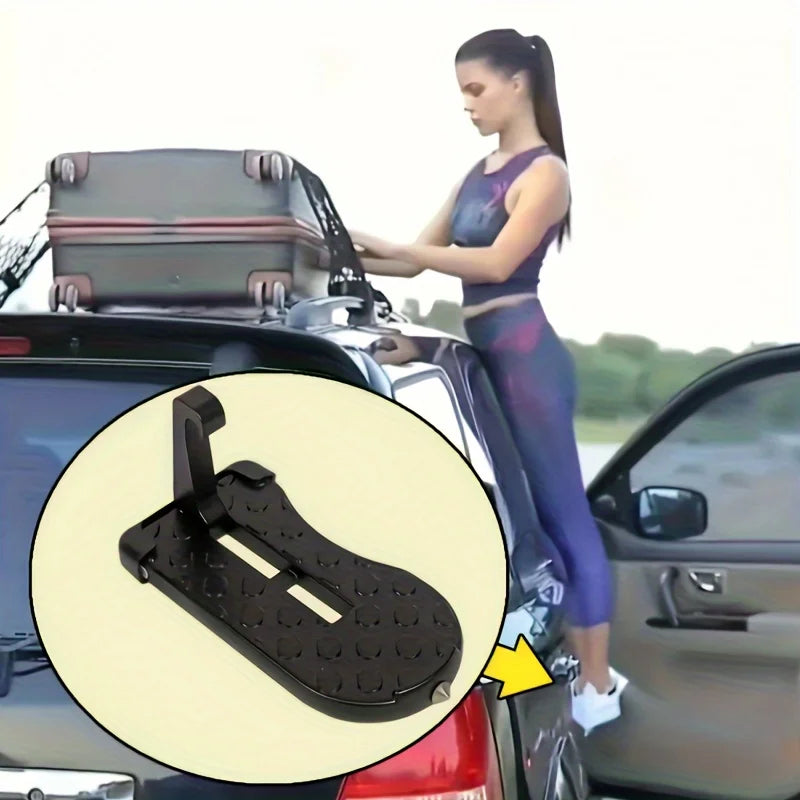 1 Aluminum Alloy Car Door Foot Pedal Assist Hook Top，Foldable Roof Rack Door Step，Easy access to the car roof，Universal Car Moun Peaceful Pleasures Health and Wellness